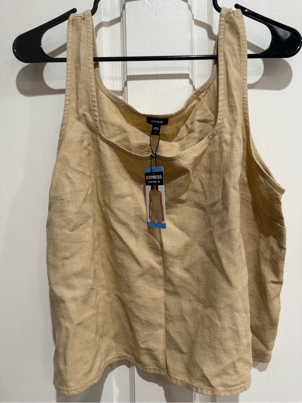 Express Linen Beige Tank Top — Women's Sleeveless Knit